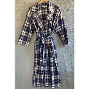 Vintage Michael Kors Robe Small Plaid Belt Pajama Lightweight Retro Purple Blue